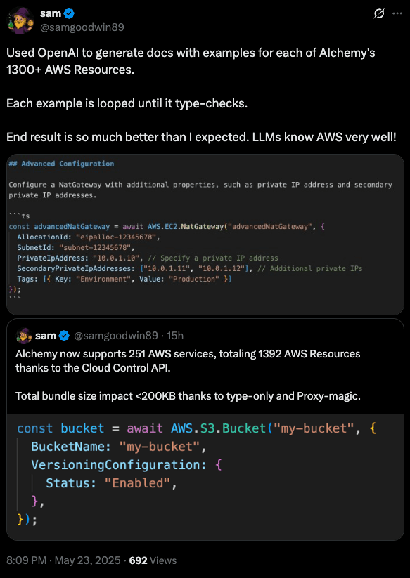 Alchemy auto-generating resources and documentation with LLMs