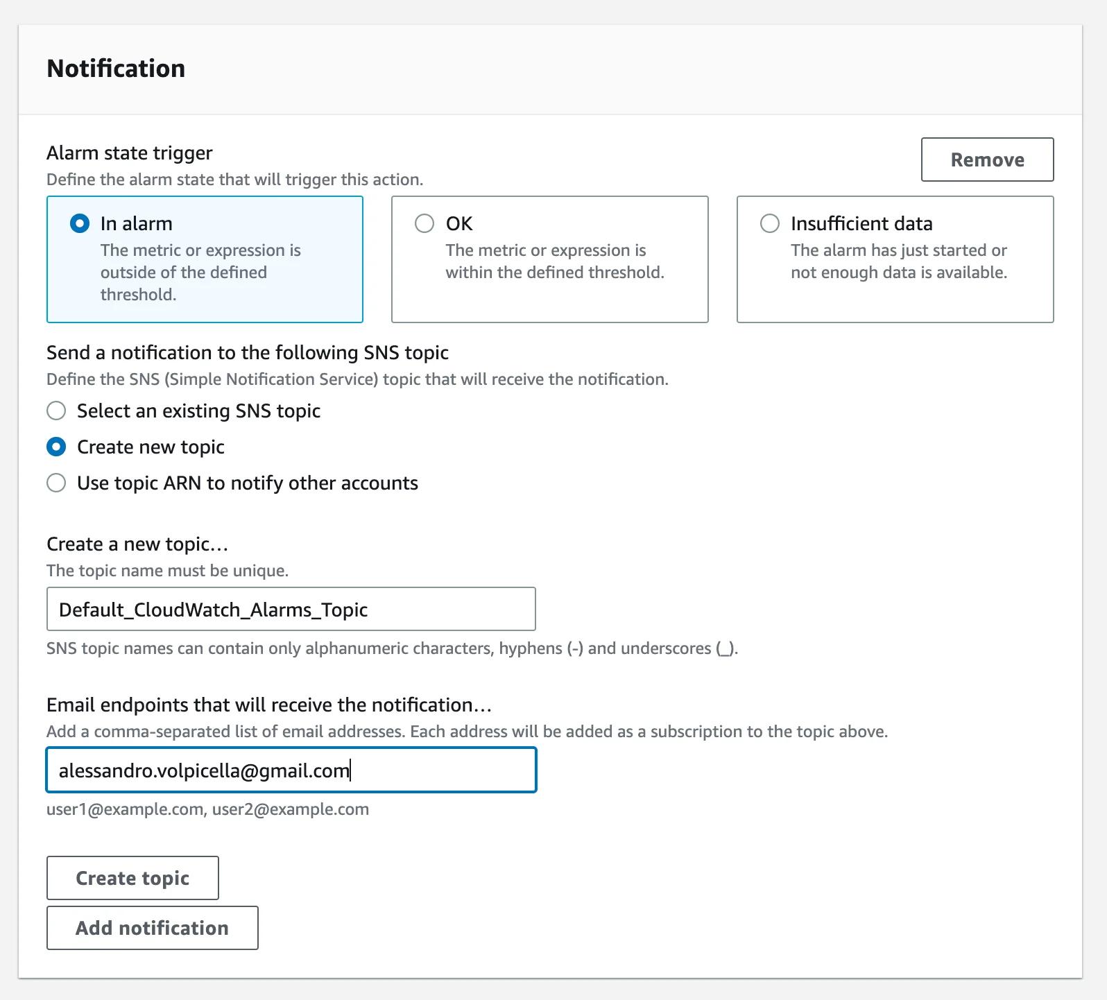 CloudWatch Alarm Notification