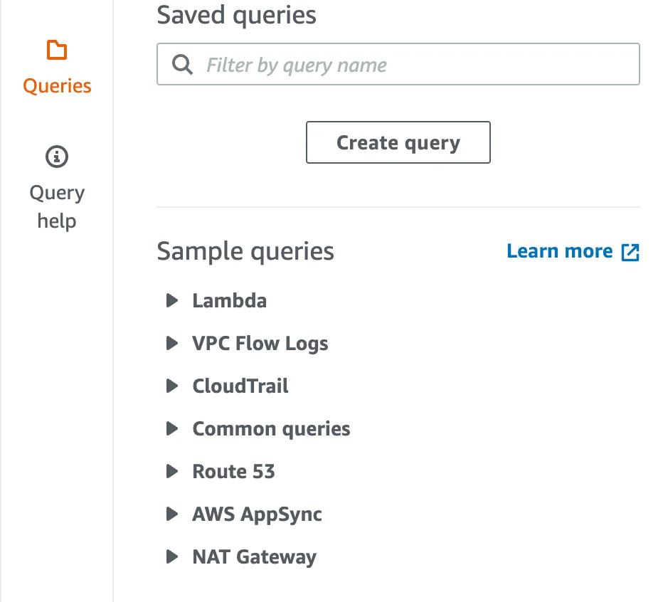 CloudWatch Log Insights premade queries