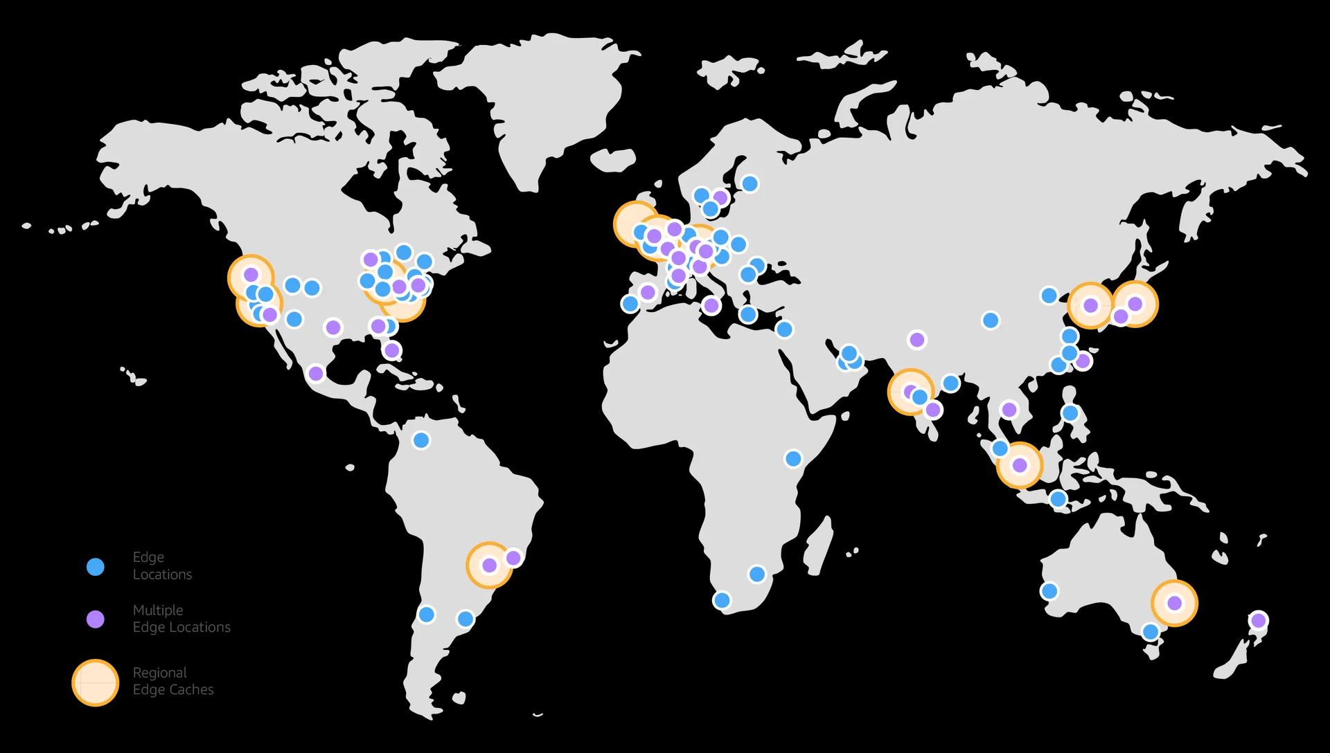 World map of Amazon CloudFront Edge Locations
