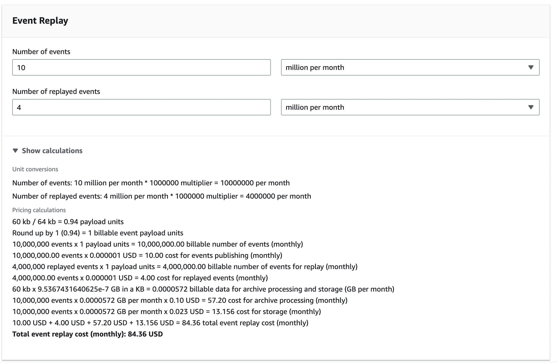 AWS Eventbridge Event Replay Pricing