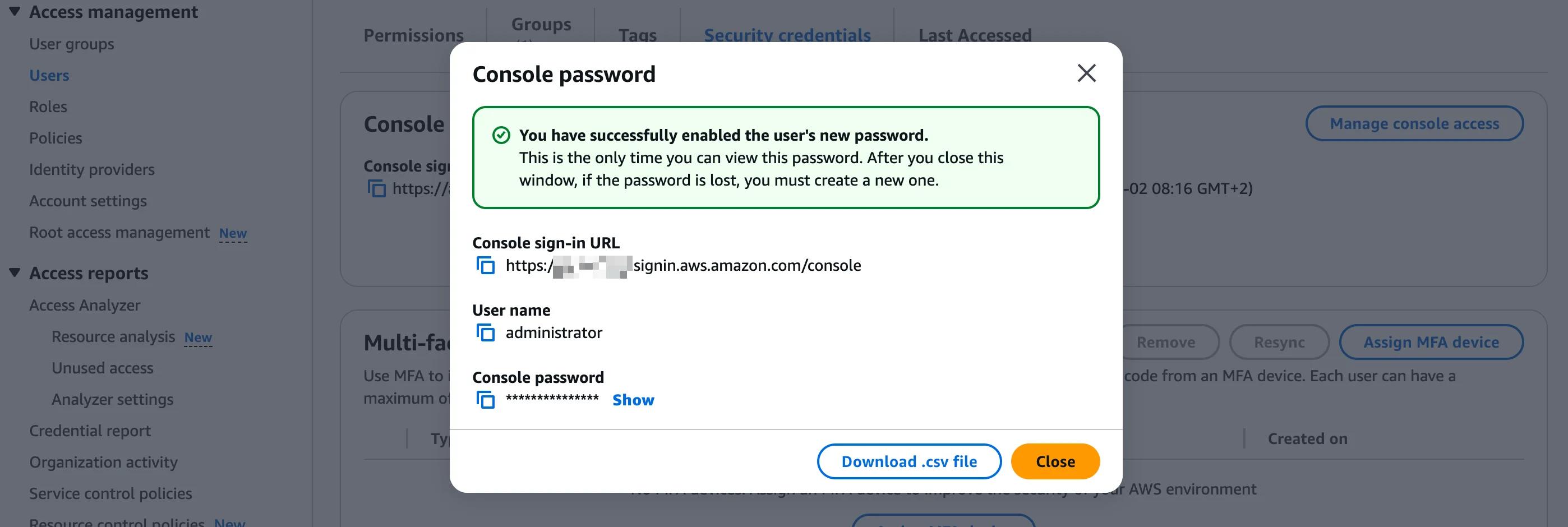Password Created