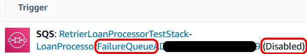 Console showing the disabled failure queue