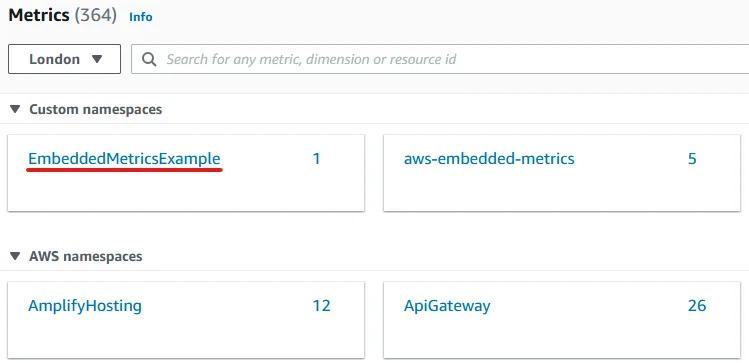Custom namespace in AWS Console