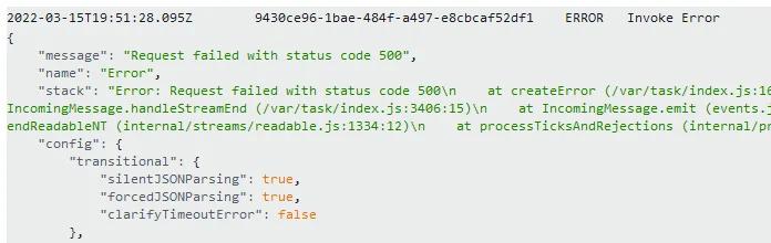 Lambda error in CloudWatch