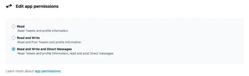 Permissions on Twitter API Permissions on Twitter API