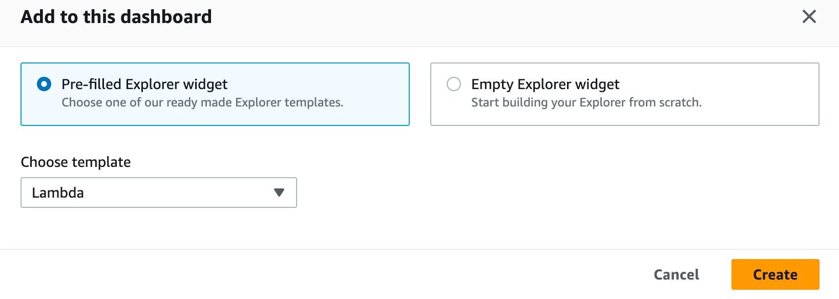 Use a pre-filled explorer widget in CloudWatch Dashboards Use a pre-filled explorer widget in CloudWatch Dashboards