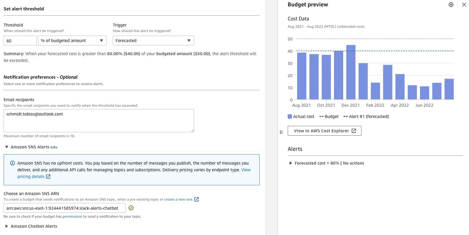 With AWS Budgets you can create billing alerts that will inform if certain thresholds are passed. With AWS Budgets you can create billing alerts that will inform if certain thresholds are passed.