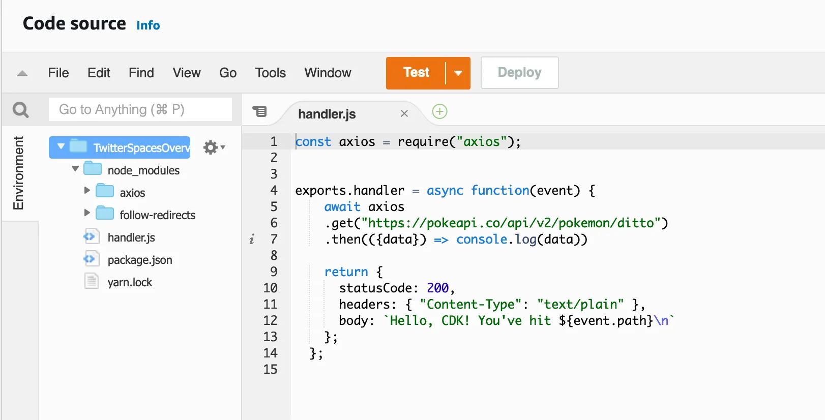 A typical lambda setup with axios A typical lambda setup with axios