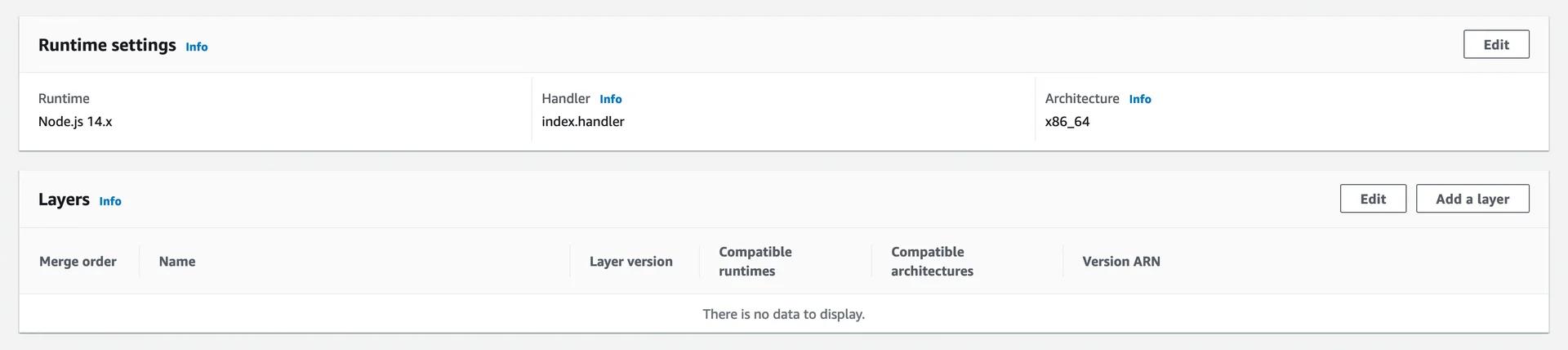 lambda function showing runtime settings and layers lambda function showing runtime settings and layers